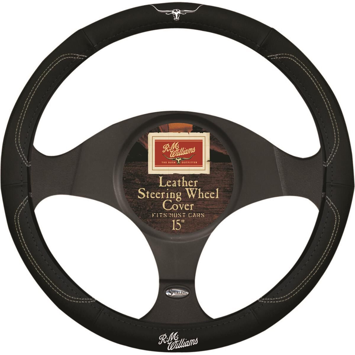 Rmwilliams Steering Wheel Cover Leather Black 380mm Supercheap Auto