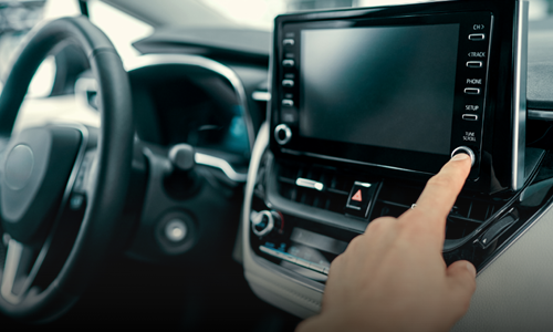 Car dashboard with a touchscreen head unit